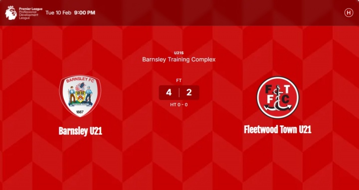 中国官网-当地媒体：徐彬周二已代表巴恩斯利U21完成首秀，帮助球队4-2逆转