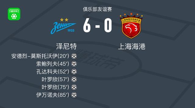中国官网-泽尼特6-0血洗上海海港,叶罗欣梅开二度,伊万诺夫破门